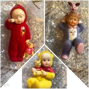 MINT Vintage Ashton Drake Christmas Heirloom Ornament Winnie the Pooh Set of 3